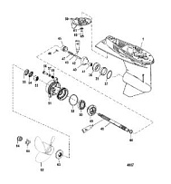 Корпус коробки передач, карданный вал - 1.64:1 передаточное число 2-Х ТАКТНОГО ПЛМ MERCURY 60 Серийный номер от 9973100 до 0P016999