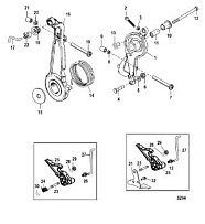 Рычаг дроссельной заслонки и сцепление 2-Х ТАКТНОГО ПЛМ MERCURY 50EO Серийный номер от 0P325500 и выше