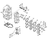 Впускной коллектор и резонатор 2-Х ТАКТНОГО ПЛМ MERCURY 60 Серийный номер от 0G290585 до 0G589999