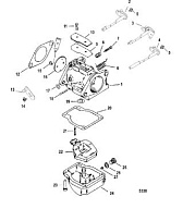 Карбюратор 2-Х ТАКТНОГО ПЛМ MERCURY 50EO Серийный номер от 0T980000 до 0T999999