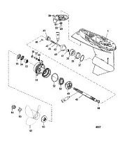 Корпус коробки передач, карданный вал - 1.64:1 передаточное число 2-Х ТАКТНОГО ПЛМ MERCURY 60 Серийный номер от 00G760300 до 0T979999