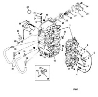 Блок цилиндров и картер 2-Х ТАКТНОГО ПЛМ MERCURY 50EO Серийный номер от 0G590000 до 0G760299
