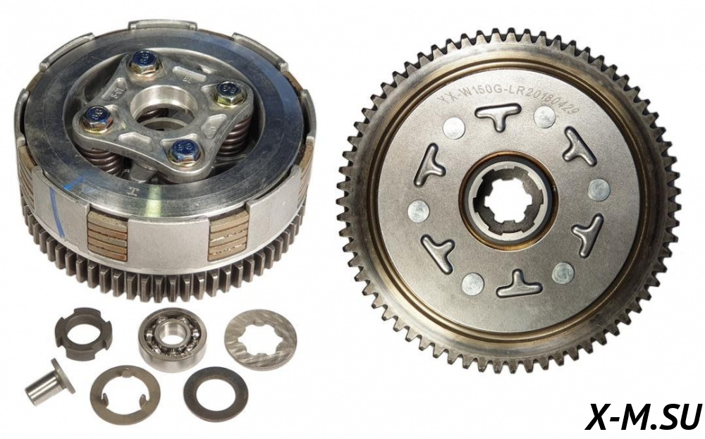 Сцепление в сборе 156FMJ (YX140), 160FMK (YX150/160, ZS155/160) TTR150, KAYO-140/155/160 (4 болта, 5