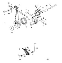 Рычаг газа и рычажный механизм 2-Х ТАКТНОГО ПЛМ MERCURY 55 Серийный номер от 9973100 до 0P016999