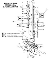 Корпус шестерни (приводной вал)(6 JAW REVERSE CLUTCH) 2-Х ТАКТНОГО ПЛМ MERCURY 90 Серийный номер от 0D283222 до 0G760299