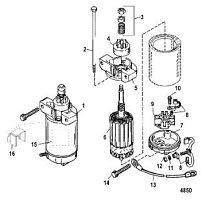 Стартер 2-Х ТАКТНОГО ПЛМ MERCURY 50EO Серийный номер от 0T980000 до 0T999999