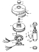 Маховик и стартер (50/60) 2-Х ТАКТНОГО ПЛМ MERCURY 60 Серийный номер от 9683055 до 9885344