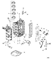 Блок цилиндров и картер 4-Х ТАКТНОГО ПЛМ MERCURY 60 Серийный номер от 0P153500 до 0P400999