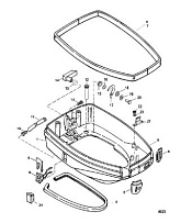 Низ капота 2-Х ТАКТНОГО ПЛМ MERCURY 90 Серийный номер от 0P017000 до 0P325499