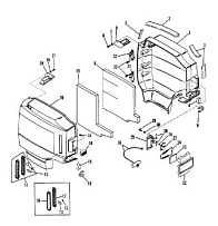 Капот и передняя крышка 2-Х ТАКТНОГО ПЛМ MERCURY 75 Серийный номер от 9589039 до 9793576