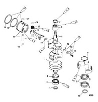 Коленчатый вал, поршни и шатуны 2-Х ТАКТНОГО ПЛМ MERCURY 50EO Серийный номер от 0P325500 и выше