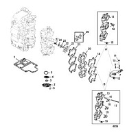 Впускной коллектор и резонатор 2-Х ТАКТНОГО ПЛМ MERCURY 50EO Серийный номер от 0P017000 до 0P325499